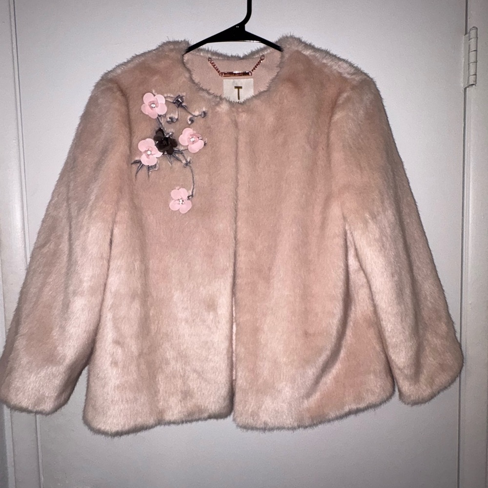 Ted Baker Blush Pink Faux Fur Jacket